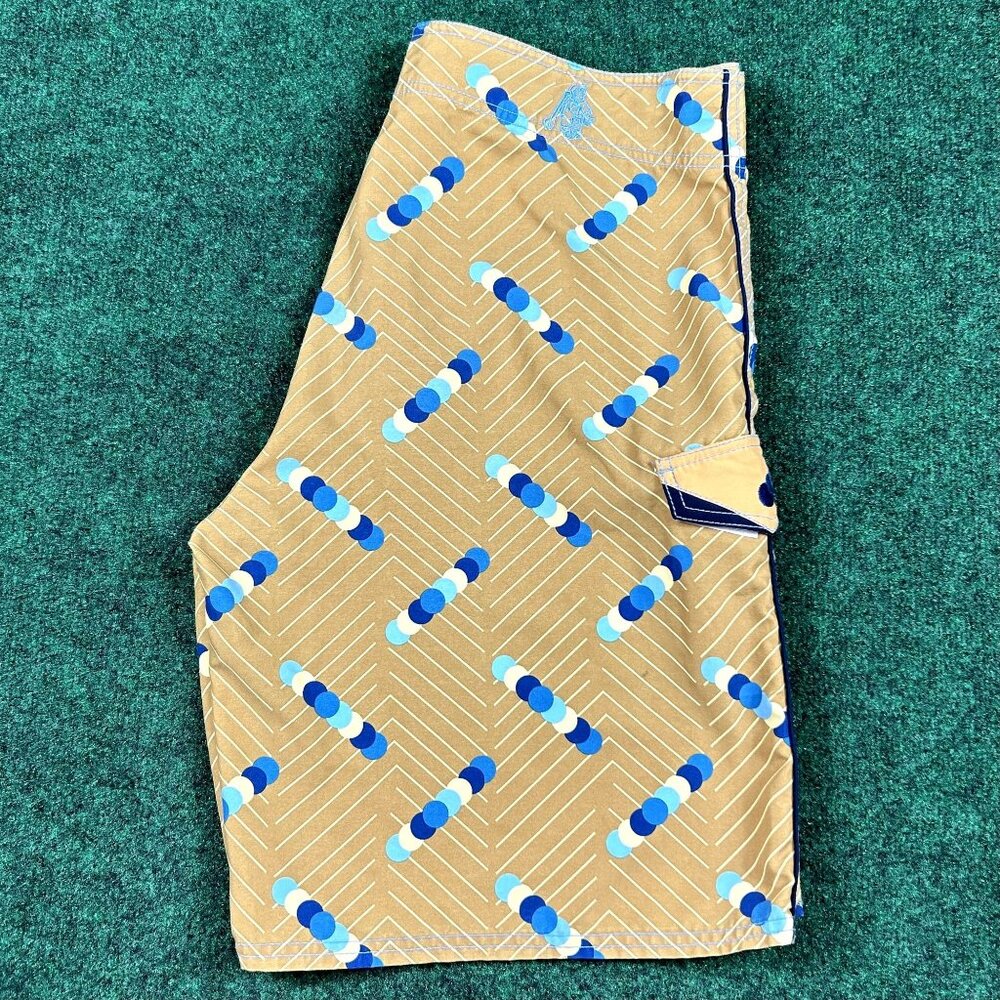 Stylish Tan and Blue Patterned Men's Shorts